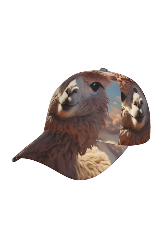 Fluffy Alpaca Mountain Meadow Prin Baseball Cap, Adjustable Sweat-wicking Daily,Travel, Sports Cap, Unisex