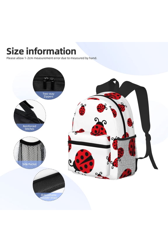 Fly Flying Ladybug Print Backpack, Waterproof Backpack with Adjustable Shoulder Straps, Suitable for Campus, Business, Travel, Unisex