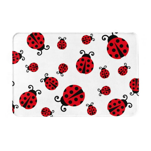 Gukieu Fly Flying Ladybug Print Dust-proof Floor Mats, Water-absorbent and Non-slip Flannel Door Mats 16x24in, Home Decoration Suitable for Kitchen, Bathroom, Garage