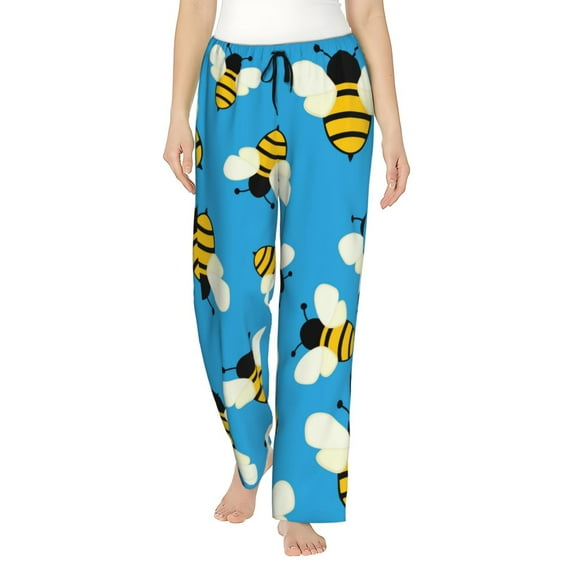 Gukieu Flying Bees Print Women's Home Trousers, with Pockets and Drawstring Pajamas, Home Pajamas, Sleepwear-XX-Large