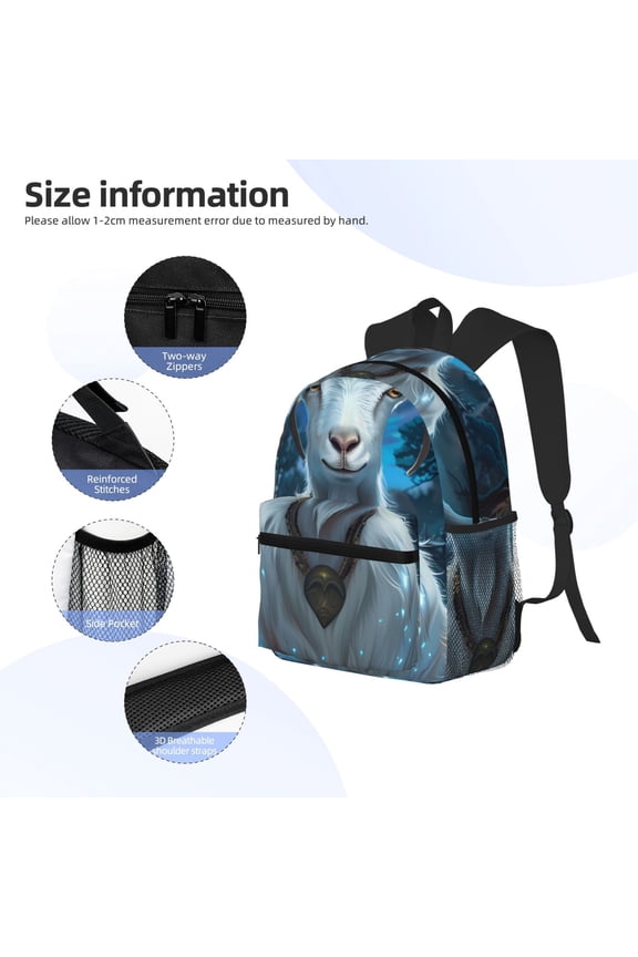 Forest Meditating Goat Print Backpack, Waterproof Backpack with Adjustable Shoulder Straps, Suitable for Campus, Business, Travel, Unisex