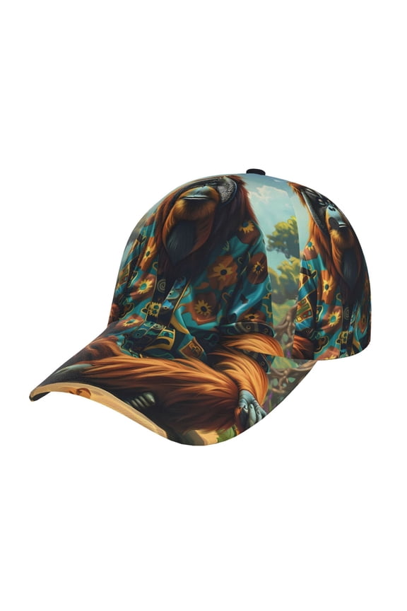 Forest Meditating Gorilla Prin Baseball Cap, Adjustable Sweat-wicking Daily,Travel, Sports Cap, Unisex