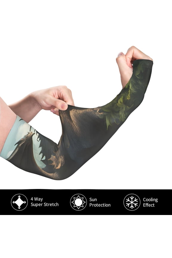 Forest Stone-Colored Dragon for Adult Ice Silk Sun Protection Arm Sleeves, Moisture Wicking, UV Protection Outdoor Sports Arm Sleeves, Unisex