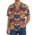 thumbnail image 1 of Gukieu Fox Face Print Men's Short-sleeved Shirts, Button-down Pocket Shirts, T-shirts, Beach Vacation Travel Summer Clothing-XX-Large, 1 of 5