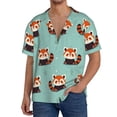 thumbnail image 1 of Gukieu Fox Print Men's Short-sleeved Shirts, Button-down Pocket Shirts, T-shirts, Beach Vacation Travel Summer Clothing-Large, 1 of 5
