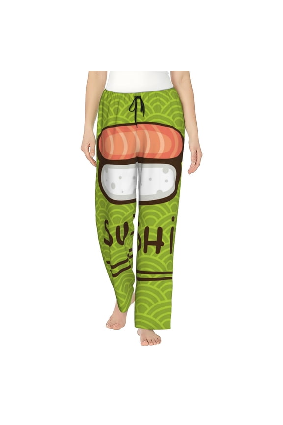 Fresh Sushi Print Women's Home Trousers, with Pockets and Drawstring Pajamas, Home Pajamas, Sleepwear-Medium
