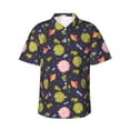 thumbnail image 1 of Gukieu Frog And Flowers Print Men's Short-sleeved Shirts, Button-down Lapel Hawaiian Shirts, T-shirts, Beach Vacation Summer Casual Wear,Large, 1 of 7