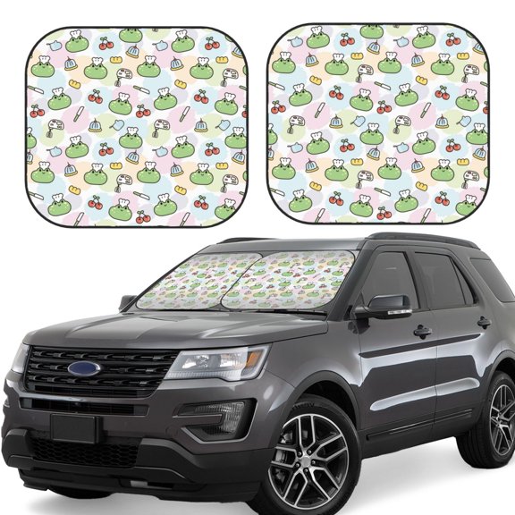 Gukieu Frog Wear Chef Hat Print Car Windshield Sun Visor, Foldable Anti-UV Car Sun Visor Suitable for Vans, Trucks Car Accessories-Small