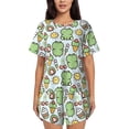 thumbnail image 1 of Gukieu Frog With Sweet Print Women's Short-sleeved Pajama Set, Round Neck Button Top Elastic Shorts 2-piece Set, Summer Home Leisure Clothing-X-Large, 1 of 6