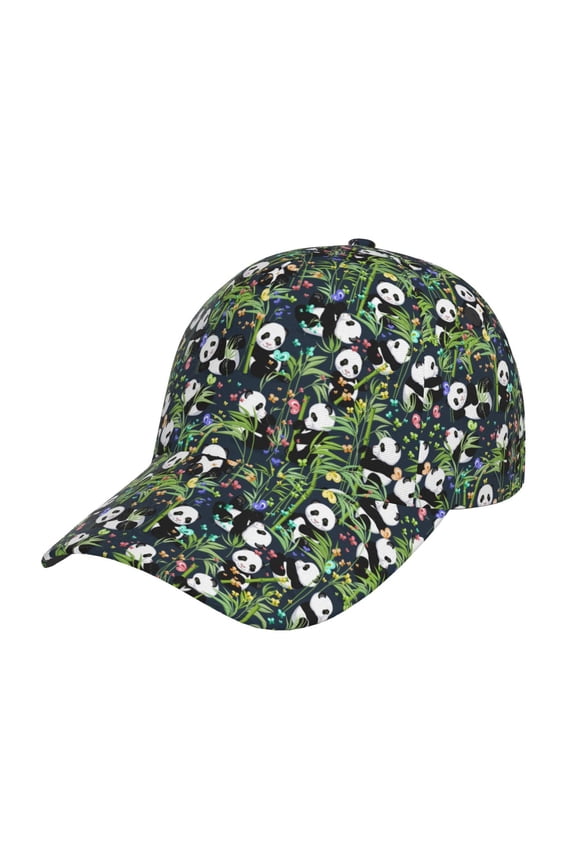 Fun Panda Playing With Bamboo Leaves Prin Baseball Cap, Adjustable Sweat-wicking Daily,Travel, Sports Cap, Unisex
