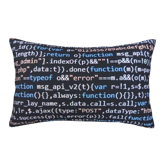 Gukieu Function Source Code Print Plush Pillow Cover, Hidden Zipper Pillow Protector without Pillow Core, Suitable for Bedroom, Office, Car Decoration-14"x20"