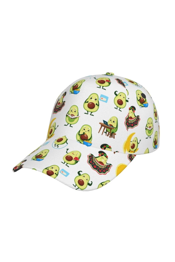 Funny Avocado In Mexican Clothes Prin Baseball Cap, Adjustable Sweat-wicking Daily,Travel, Sports Cap, Unisex