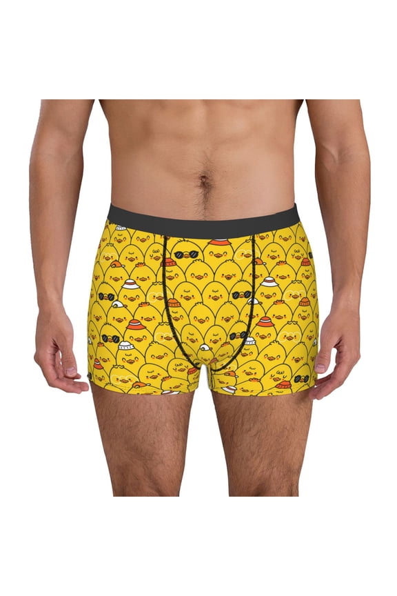 Funny Ducks Print Men's Boxer Briefs, High Elastic Moisture Wicking Boxer Briefs Underwear-Small