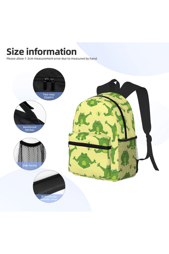 Funny Frogs Print Backpack, Waterproof Backpack with Adjustable Shoulder Straps, Suitable for Campus, Business, Travel, Unisex