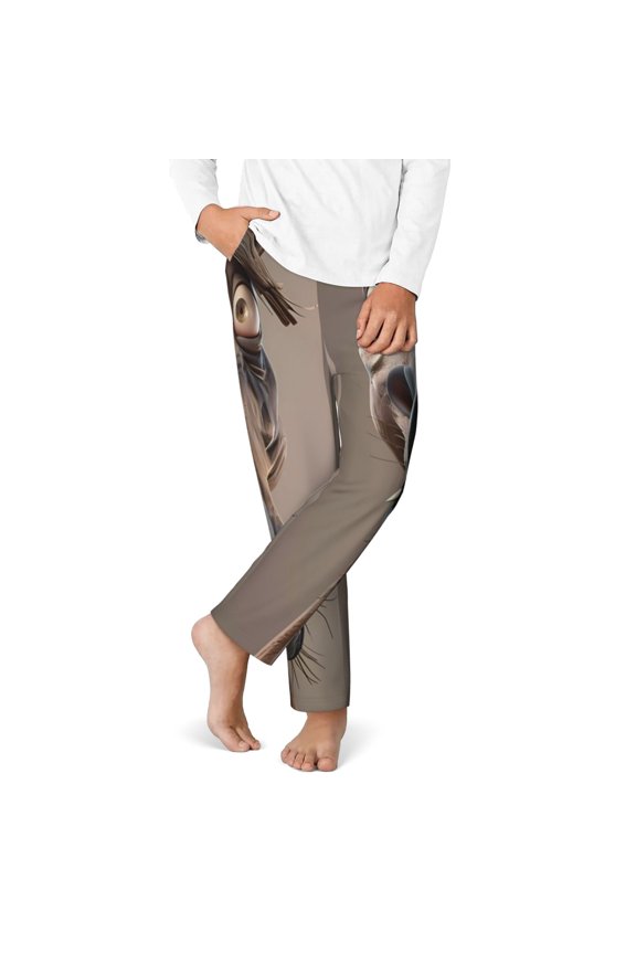 Funny Horse Faces Expressions Print Youth Home Trousers, Elastic Waistband with Pockets for Home and Outing, Suitable for Children Aged 5-16-XS(5-6)