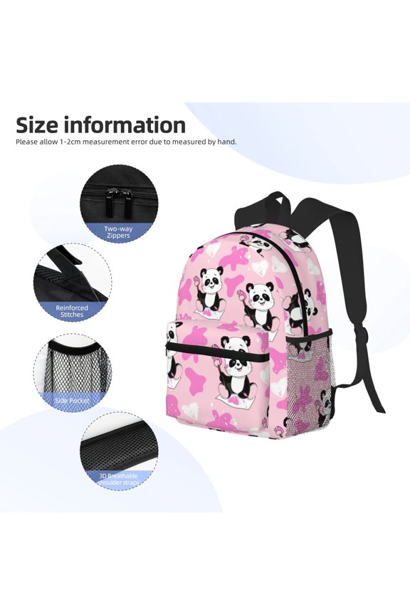 Funny Panda Draws A Heart Print Backpack, Waterproof Backpack with Adjustable Shoulder Straps, Suitable for Campus, Business, Travel, Unisex