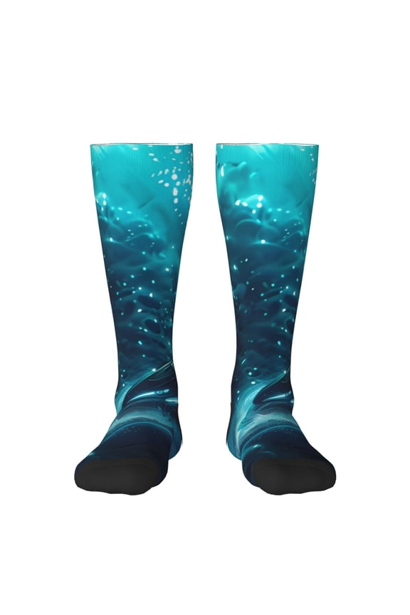 Futuristic Jet Ski Adventure Print Contrast Color Stockings, Elastic Sports Socks Warm Socks Clothing Accessories, Adult Unisex