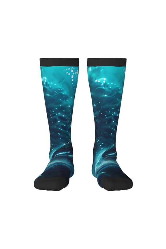 Futuristic Jet Ski Adventure Print Contrast Color Stockings, Elastic Sports Socks Warm Socks Clothing Accessories, Adult Unisex