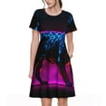 thumbnail image 1 of Gukieu Futuristic Purple Panther A、 Print Women's Short Sleeve Dress, Elastic Waistband A-line with Pockets Summer Dress, Suitable for Daily Leisure, Work, Vacation, 1 of 6