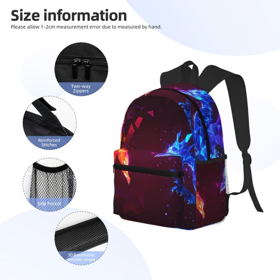 Gukieu Futuristic Red And Blue Bird Print Backpack, Waterproof Backpack with Adjustable Shoulder Straps, Suitable for Campus, Business, Travel, Unisex