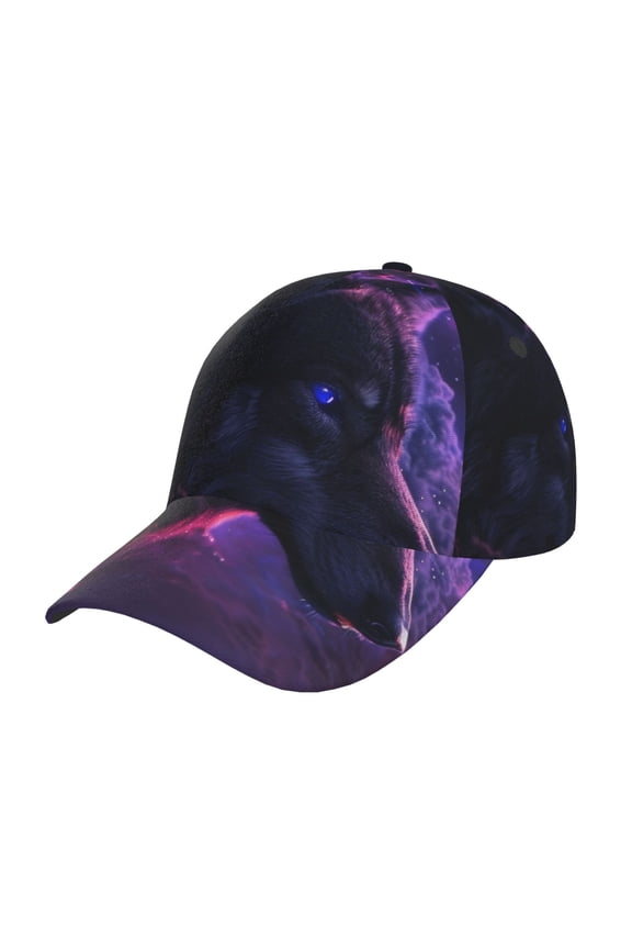 Galactic Wolf Stare Prin Baseball Cap, Adjustable Sweat-wicking Daily,Travel, Sports Cap, Unisex