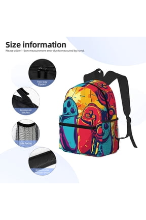 Gaming Print Backpack, Waterproof Backpack with Adjustable Shoulder Straps, Suitable for Campus, Business, Travel, Unisex