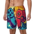 thumbnail image 1 of Gukieu Gaming Print Men's Double Layer Sports Swim Trunks, Quick Dry Adjustable Waist Swim Shorts Swimwear-Large, 1 of 6