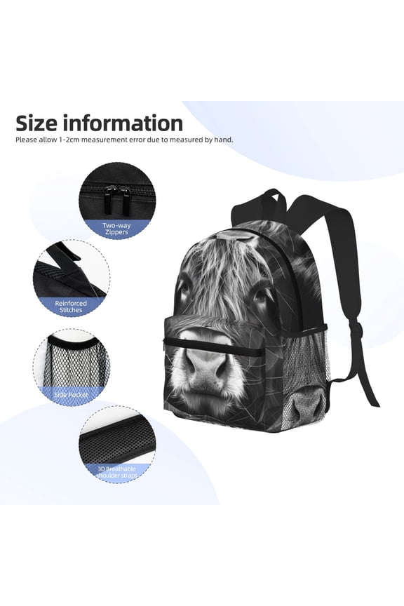 Geometric Bull Design Print Backpack, Waterproof Backpack with Adjustable Shoulder Straps, Suitable for Campus, Business, Travel, Unisex