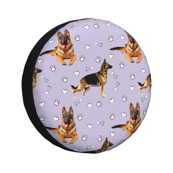 Gukieu German Shepherd Dog Print Car Tire Cover, Adjustable Waterproof and Dustproof Tire Protection Cover, Suitable for SUV, Truck, Van-16 inch