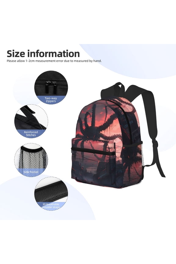 Giant Monster Over City Print Backpack, Waterproof Backpack with Adjustable Shoulder Straps, Suitable for Campus, Business, Travel, Unisex
