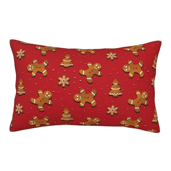 Gukieu Gingerbread Man Print Plush Pillow Cover, Hidden Zipper Pillow Protector without Pillow Core, Suitable for Bedroom, Office, Car Decoration-16"x24"