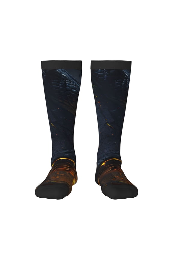 Glowing Snake Dark Forest Print Contrast Color Stockings, Elastic Sports Socks Warm Socks Clothing Accessories, Adult Unisex