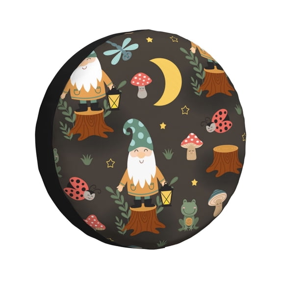 Gukieu Gnome Insect Frog Print Car Tire Cover, Adjustable Waterproof and Dustproof Tire Protection Cover, Suitable for SUV, Truck, Van-14 inch