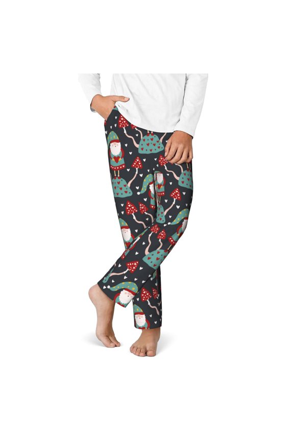 Gnome With Mushroom 2 Print Youth Home Trousers, Elastic Waistband with Pockets for Home and Outing, Suitable for Children Aged 5-16-XS(5-6)