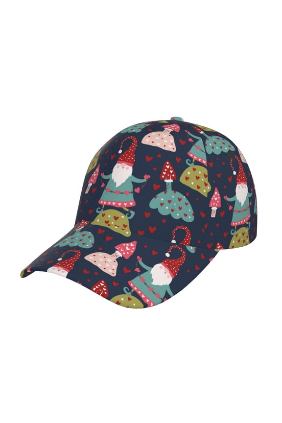 Gnome With Mushroom Prin Baseball Cap, Adjustable Sweat-wicking Daily,Travel, Sports Cap, Unisex