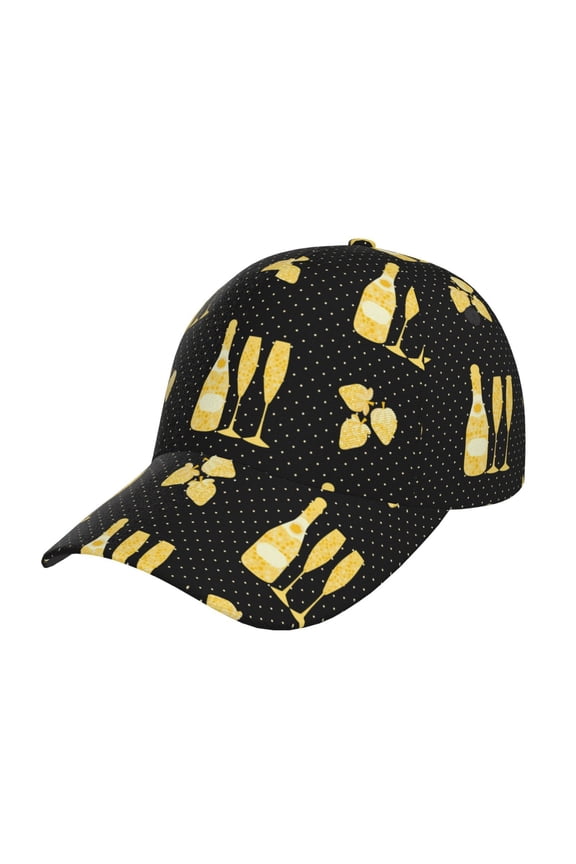 Gold Bottles Prin Baseball Cap, Adjustable Sweat-wicking Daily,Travel, Sports Cap, Unisex