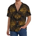 thumbnail image 1 of Gukieu Gold Dragonfly Mandala Print Men's Short-sleeved Shirts, Button-down Pocket Shirts, T-shirts, Beach Vacation Travel Summer Clothing-Medium, 1 of 5