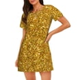 thumbnail image 1 of Gukieu Gold Glitter Print Women's Nightgown, A-line Round Neck Short-sleeved Nightgown Pajamas Home Wear Suitable for Home and Outing, 1 of 6