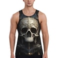 thumbnail image 1 of Gukieu Gold Pattern Skull Print Men's Quick Dry Fitness Vest, Round Neck Sleeveless Fitness Bodybuilding Top-XX-Large, 1 of 7