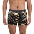 thumbnail image 1 of Gukieu Gold Rose Skull Print Men's Boxer Briefs, High Elastic Moisture Wicking Boxer Briefs Underwear-XX-Large, 1 of 5