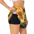 thumbnail image 1 of Gukieu Golden Sunflower In Field Print Women's Sports Shorts with Drawstring Elastic Waistband for Running, Yoga, Fitness-Large, 1 of 7