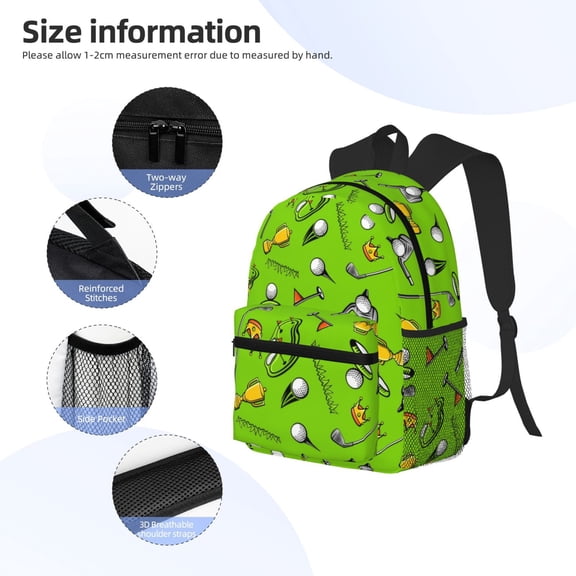 Gukieu Golf Sport Club Print Backpack, Waterproof Backpack with Adjustable Shoulder Straps, Suitable for Campus, Business, Travel, Unisex