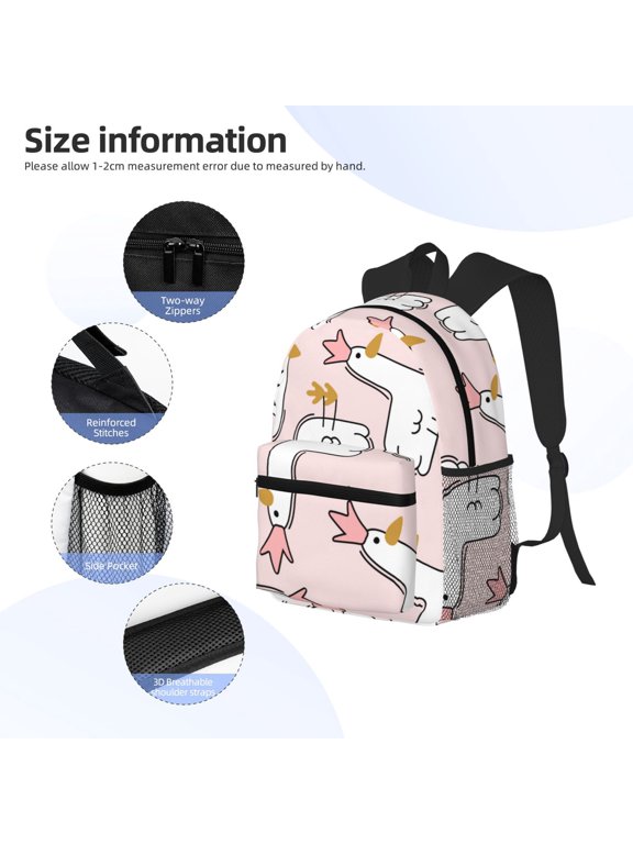 Goose Queen Print Backpack, Waterproof Backpack with Adjustable Shoulder Straps, Suitable for Campus, Business, Travel, Unisex