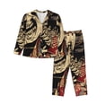 thumbnail image 1 of Gukieu Gothic Eastern Floral Skull Print Women's Long Sleeve Pajama Set, Button Top Elastic Pocket Pajama Pants Two Piece Set Home Wear-X-Large, 1 of 7