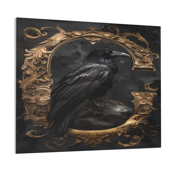 Gukieu Gothic Raven Portrait Print Canvas Decorative Hanging Painting, Waterproof Art Wall Decoration with Frame, Suitable for Living Room, Bedroom