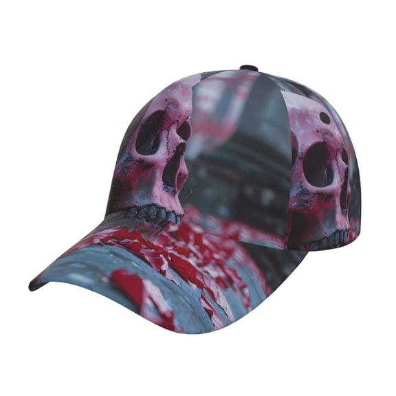 Gukieu Gothic Red Skull Cemetery Prin Baseball Cap, Adjustable Sweat-wicking Daily,Travel, Sports Cap, Unisex