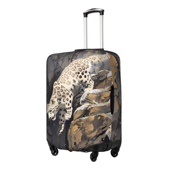 Gukieu Graceful Snow Leopard Print Suitcase Protective Cover, Elastic Zipper Buckle Suitcase Protective Cover, Suitable for Travel, Business Trip-X-Large