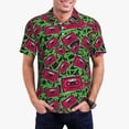 thumbnail image 1 of Gukieu Graffiti Tape Print Men's Quick-drying POLO Shirt, Button-down Summer T-shirt, Suitable for Work and Outdoor Activities-Small, 1 of 6