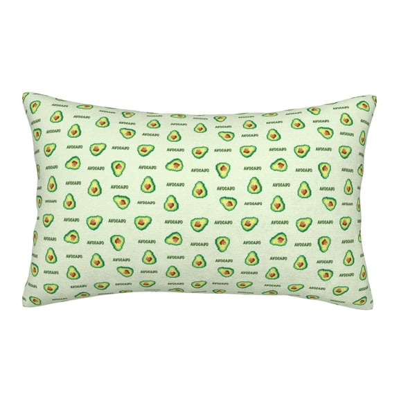 Gukieu Green Avocado Print Plush Pillow Cover, Hidden Zipper Pillow Protector without Pillow Core, Suitable for Bedroom, Office, Car Decoration-14"x20"