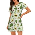 thumbnail image 1 of Gukieu Green Avocado Print Women's Nightgown, A-line Round Neck Short-sleeved Nightgown Pajamas Home Wear Suitable for Home and Outing, 1 of 6